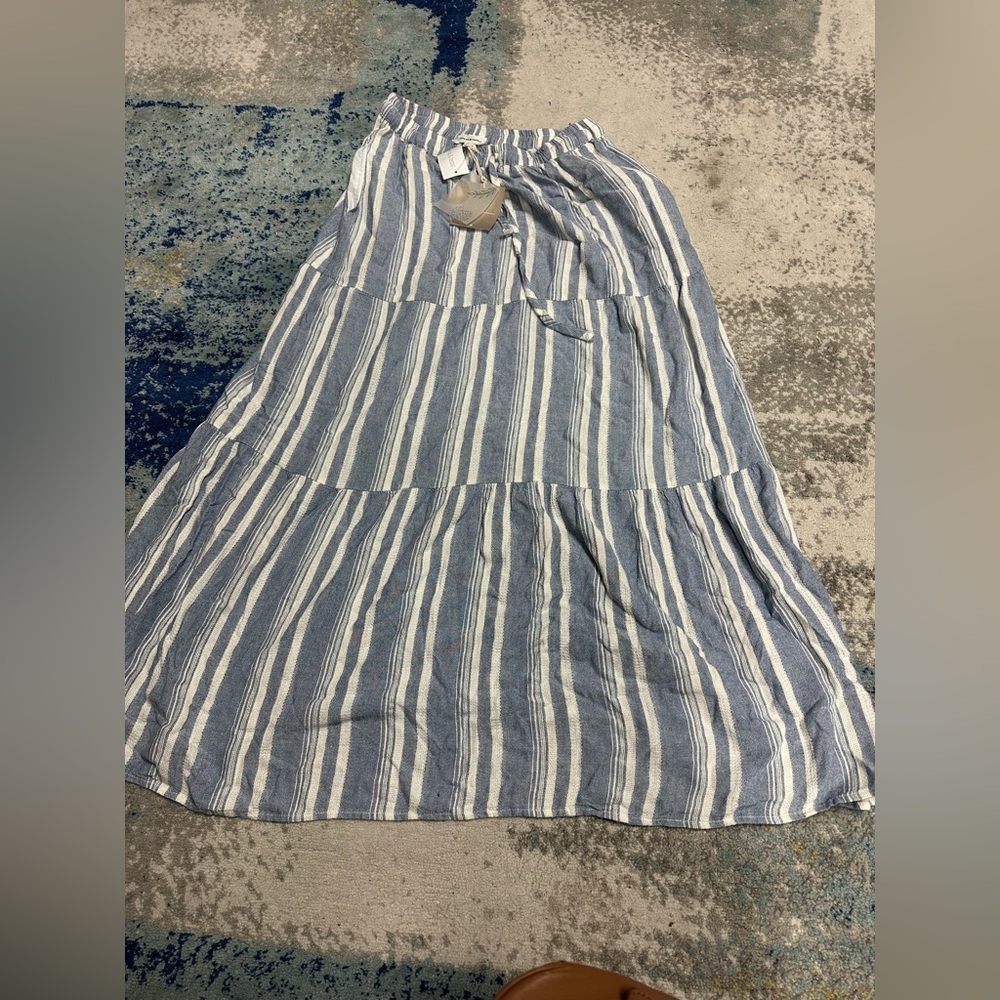 Thread & Supply Blue and White Striped Maxi Skirt